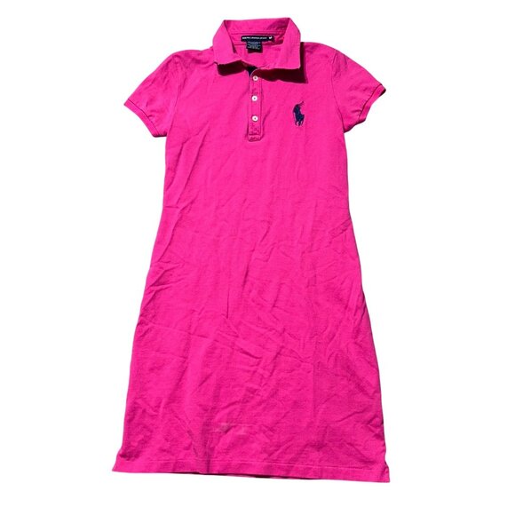 Ralph Lauren Sport Pink Polo Dress M 100% Cotton Short Sleeve Casual Knee Length - Picture 1 of 9